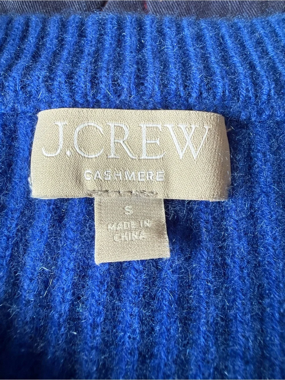 J. Crew 100% Cashmere Blue Ribbed Sweater S